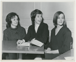 Mary Maggi, Carol Burnett, and Dixie Marquis planning for the Rehearsal Club Talent Show
