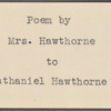 "The Seraph & the Dove." Holograph poem. Unsigned, undated