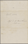 Hawthorne, Elizabeth M., AL, signed and written as if from Una. Apr. 1844.