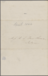 Hawthorne, Maria Louisa, AL, signed and written as if from Una. Apr. 1844.