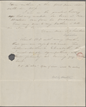 Mann, Mary Peabody, ALS to. Postscript by Nathaniel Hawthorne. Nov. 7, 1843.