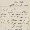 O'Connor, Ellen M., ALS to. Sep. 11, 1864.