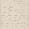 O'Connor, Ellen M., ALS to. Oct. 20, 1865.