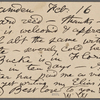 O'Connor, Ellen M., APCS to. Feb. 16, 1888.