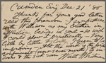 O'Connor, Ellen M., APCS to. Dec. 21, 1888.