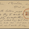 O'Connor, Ellen M., APCS to. Apr. 10, [1874].