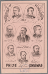 Book of 1883. $2,000,00 Prize Enigmas...cover features eight signed portraits, including at bottom, middle H.M.Teller...
