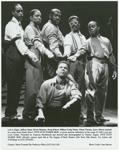 Jeffrey Sams, Kevin Ramsey, Doug Eskew, Milton Craig Nealy, Glenn Turner, and Jerry Dixon (seated) in the stage production Five Guys Named Moe.