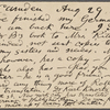 O'Connor, William D., APCS to. Aug. 29, [1883].
