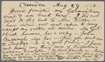 O'Connor, William D., APCS to. Aug. 29, [1883].