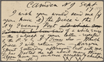 O'Connor, William D., APCS to. Sep. 17, [1883].