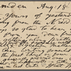 O'Connor, William D., APCS to. Aug. 18, [1886].