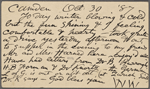 O'Connor, William D., APCS to. Oct. 30, 1887.