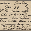 O'Connor, William D., APCS to. Jan. 20, 1889. 
