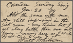 O'Connor, William D., APCS to. Jan. 20, 1889. 