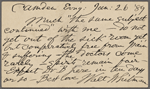 O'Connor, William D., APCS to. Jan. 26, 1889. 