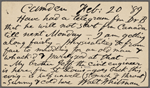 O'Connor, William D., APCS to. Feb. 20, 1889. 