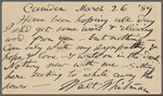 O'Connor, William D., APCS to. Mar. 26, 1889. 