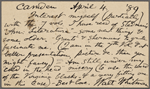 O'Connor, William D., APCS to. Apr. 4, 1889. 