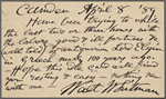O'Connor, William D., APCS to. Apr. 8, 1889. 