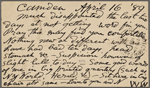 O'Connor, William D., APCS to. Apr. 16, 1889. 