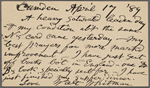 O'Connor, William D., APCS to. Apr. 17, 1889. 