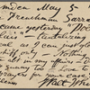 O'Connor, William D., APCS to. May 5, 1889. 