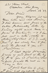 O'Connor, William D., ALS to. Mar. 14, 1883. 