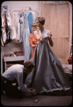 Julie Andrews being fitted for her costume for the stage production Camelot