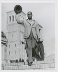 View of University of California, Los Angeles football player and student Kenny Washington, on campus