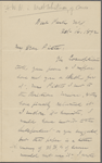 Burroughs, John, ALS to [J. J.] Piatt. Oct. 16, 1892. 