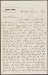 Eldridge, C. W. ALS to William D. O'Connor.  Aug. 10, 1885.