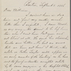 Eldridge, C. W. ALS to William D. O'Connor.  Sep. 1, 1886.