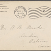 Harned, Thomas B. printed card to R. M. Bucke.  Aug. 1, 1899.