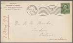 Harned, Thomas B. printed card to R. M. Bucke.  Aug. 1, 1899.