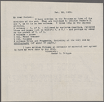 Harned, Thomas B. TLS to R. M. Bucke.  Feb. 14, 1902.