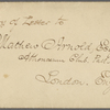 O'Connor, W. D. letter to Matthew Arnold. Oct. 14, 1866. Holograph draft[?], signed.