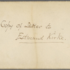 O'Connor, W. D., letter to J. R. Gilmore. Oct. 13, 1866. Holograph copy.