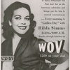 Advertisement for morning radio program "Ladies Day," hosted by Hilda Simms, on WOV, New York City, circa 1954.