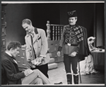 Roddy McDowall [standing left foreground], Bert Remsen [standing right foreground] and unidentified others in the stage production Diary of a Scoundrel