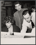 Elizabeth Allen, Sergio Franchi, and lyricist Stephen Sondheim during rehearsal for the stage production Do I Hear a Waltz?