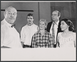 Burl Ives, Keir Dullea, Bette Henritze, Bob Berger, and Lee Sanders in rehearsal for the stage production Dr. Cook's Garden