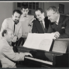 Milton Schafer, Ira Levin, Joe Layton and unidentified others in rehearsal for the stage production Drat the Cat!