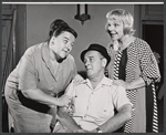 Lu Leonard, Eddie Foy Jr. and Jane Connell in rehearsal for the stage production Drat the Cat!