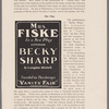 Mrs. Fiske in a new play entitled Becky Sharp by Langdon Mitchell. Founded on Thackeray's "Vanity Fair." Richardson & Foos--Print. N.Y.