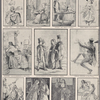 "Vanity fair."--Miss Pinkerton, by Harry Furniss and by Thackeray.  Rawdon and Becky, by Thackeray.  Becky Sharp, by Harry Furnis.  "Pendennis"--Miss Fotheringay, by Harry Furniss.  Captain Costigan and his daughter, by Thackeray. Captian Costigan, by Harry Furniss. "Esmund"--Beatrix, by Harry Furniss.  Beatrix and Esmund, by George du Maurier.  Beatrix, by George du Maurier.  Beatrix and Esmond, by Harry Furniss.
