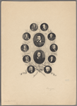 The Grolier Club MCMI. [Center, from top, then clockwise from upper right:] Ben Johnson. Alfred Tennyson. William Whitehead. Thomas Warton. Henry James Pye. Robert Southey. William Wordsworth. Colley Gibber. Nicholas Rowe. Thomas Shadwell. John Dryden. William Davenant.