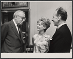 Harry Kurnitz, Florence Henderson, and Jose Ferrer in rehearsal for the stage production The Girl Who Came to Supper