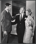 Joe Layton, Jose Ferrer, and Florence Henderson in rehearsal for the stage production The Girl Who Came to Supper
