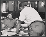 Joe Layton and unidentified man in rehearsal for the stage production The Girl Who Came to Supper